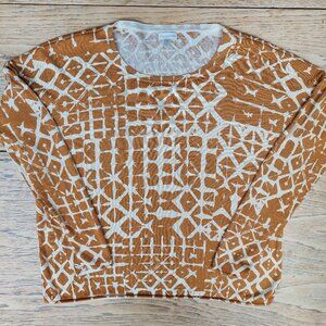 Garnet Hill silk cotton relaxed fit lightweight sweater knit top abstract Medium
